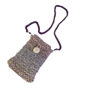 Hand-Crocheted Necklace Pouch in Heather Purple-image