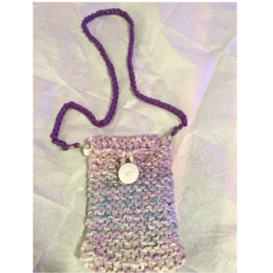Hand-Crocheted Necklace Pouch in Lavender and Rose-image