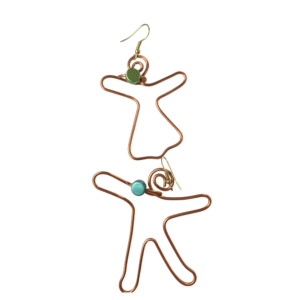 Copper wire Mother and Child figure earrings