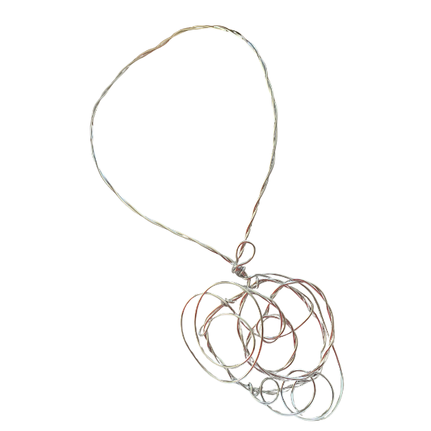 Silver wire nested-loop pendant necklace