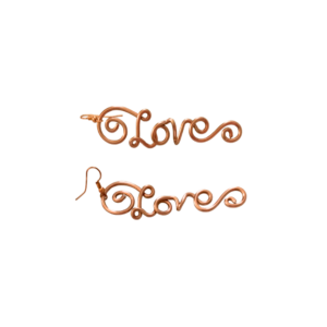 Copper Wire "Love" Script Earrings-image