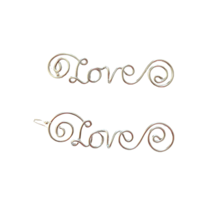 Silver Wire "Love" Script Earrings-image