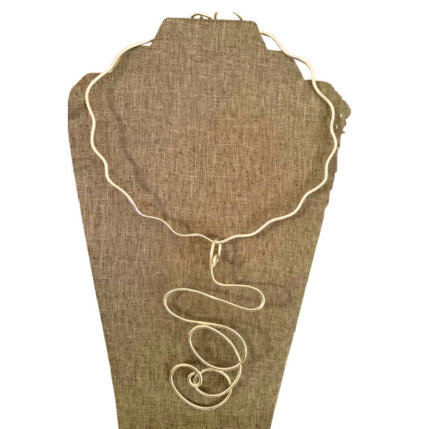 Silver spiral statement pendant necklace