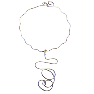 Silver Wire Scalloped Choker with Spiral Drop-image