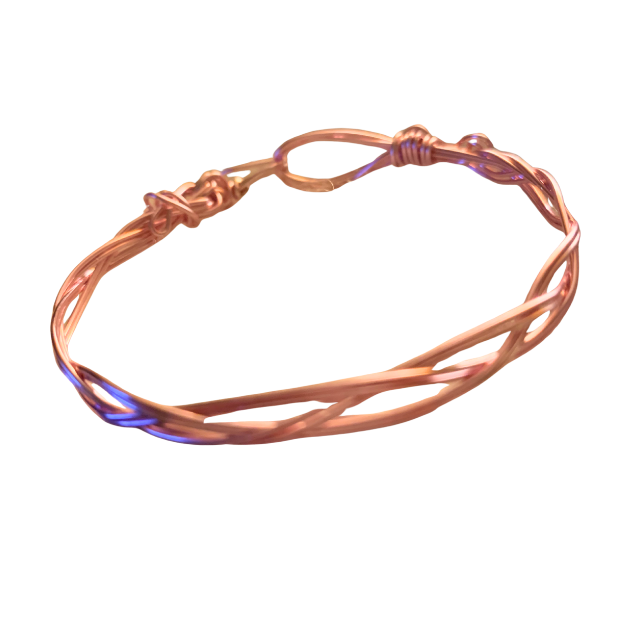 Braided copper and leather cord bracelet