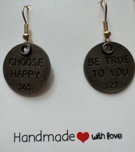 Stamped Message Earrings – Choose Happy / Be True to You-image