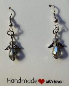 Beaded Angel Earrings in Smoky Grey-image