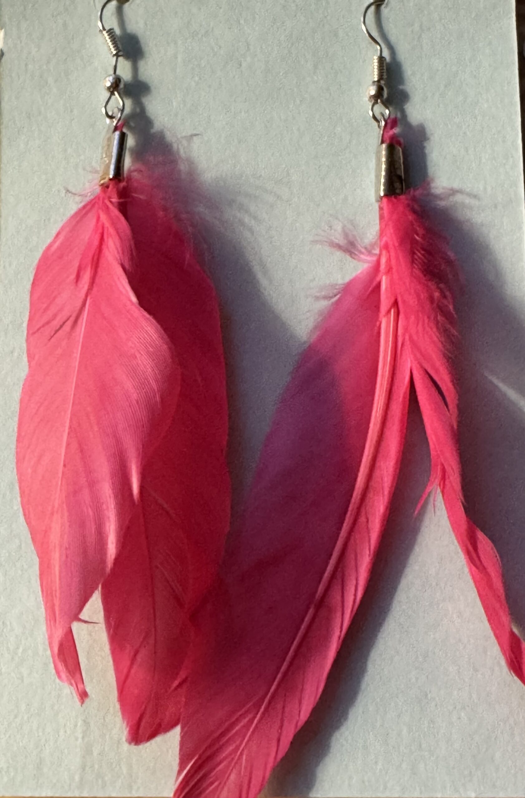 Hot Pink Feather Earrings-image