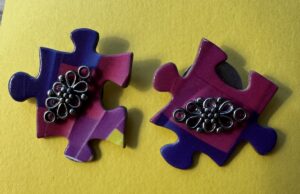 Puzzle Piece Earrings with Silver Filigree-image