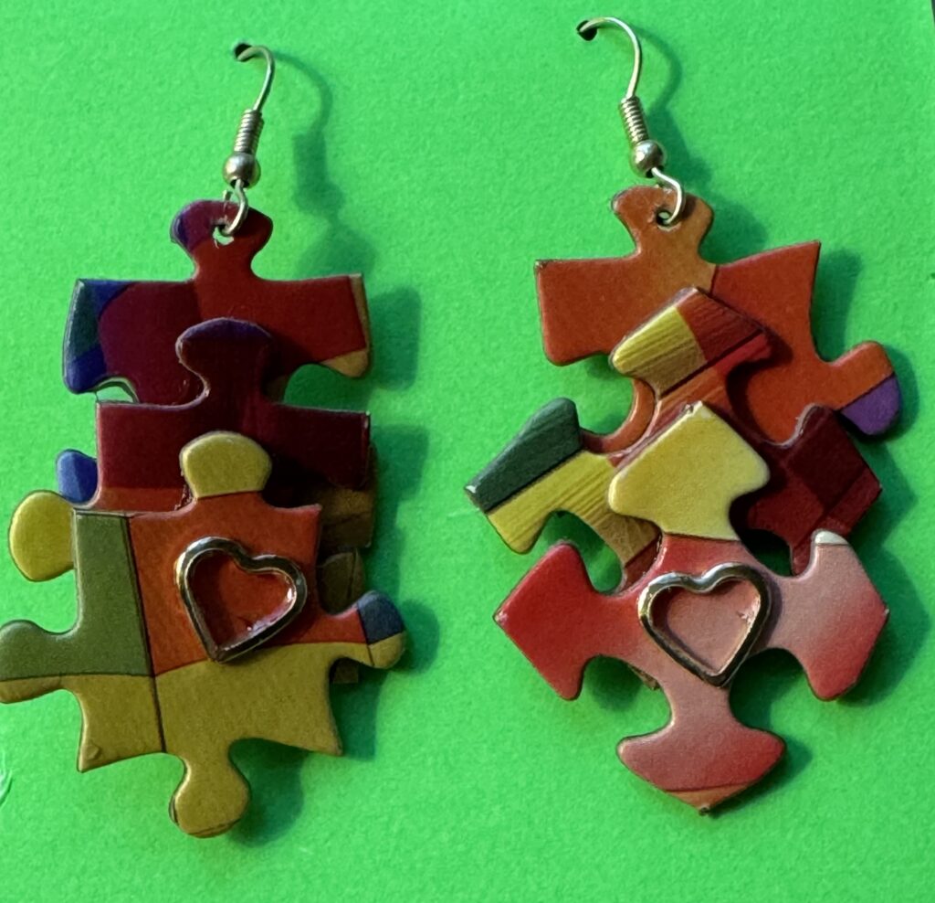 Puzzle piece heart earrings